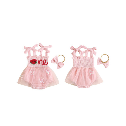 (0-3 Months, Pink Watermelon) Macacão infantil para a cabeça. 1