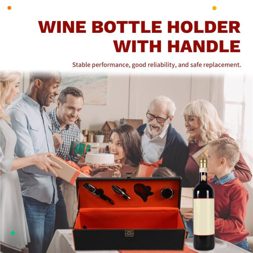 Single Wine Bottle Gift Box , Portable Carrying Case Bottle Holder with Handle Gift Box Case Holder 2