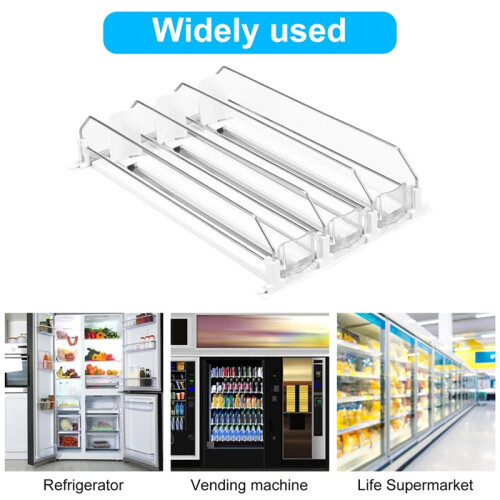 Canned Beverage Push Rack Drink Organizer Dispenser Spring Push Adjustable Width Storage Shelf E-Shaped 410mm 4 Rows B 2