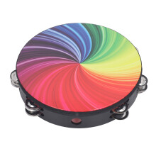 Double Layer Bell Tambourine Musical Instrument Loud Clear Sound Reflective Drum Head Professional Grade Creative Design Wooden Frame Easy To Play