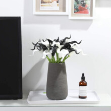 20Pcs Calla Lily Bridal Wedding Bouquet PU Artificial Flowers Arrangement for Home Office Party Decor(Black and White)
