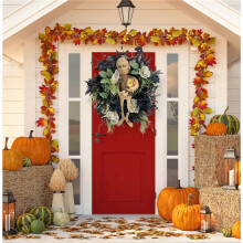 Halloween Mummy Wreath Indoor Outdoor Horror Wall Hanging Front Door Welcome Sign Porch Decorations for Home Halloween