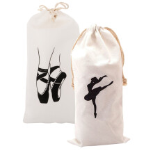 12Pcs White Drawstring Ballet Shoe Bags Lightweight Portable for Women