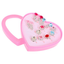 Girls Pretend Play Jewelry Plastic Metal Rings Clip-on Earrings