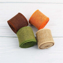 5 Rolls of Christmas Ribbon Wired for Gift Handmade DIY Ribbon Wrapping Burlap Ribbon Rolls Colored Woven Linen Rrolls