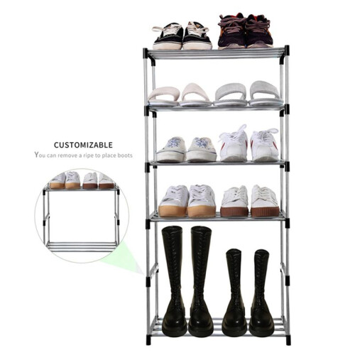Stackable Small Shoe Rack, Entryway, Hallway and Closet Space Saving Storage and Organization (5-Tier, Black) 2