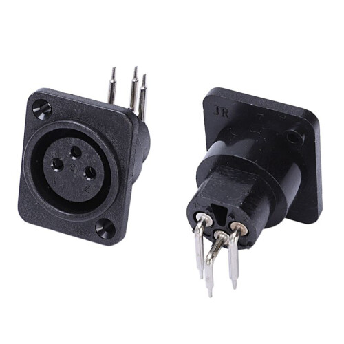 100pcs Black XLR 3pin Female Jack Panel Mount Chassis PCB Socket Connector 1