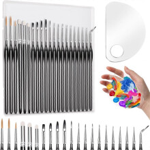 21pcs Miniature Paint Brushes with Palette, Paint Dry Brush Watercolor Detail Brushes for Models and