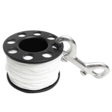 50M Scuba Diving Spool Finger Reel with Stainless Steel Double Ended Hook SMB Equipment Cave Dive-50M