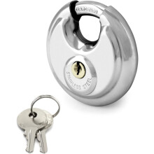 QWORK Disc Locks, 1 Pack Heavy Duty Steel Keyed Padlock Disc Storage Locks for Storage Unit, Moving Trailers, Shed, Fence, 3/8" Shackle