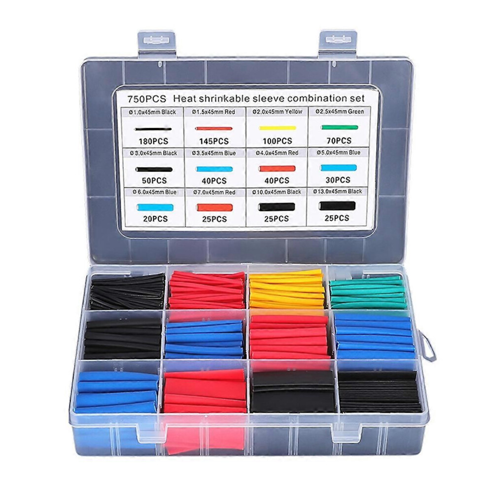 750Pcs Heat Shrink Tube Tubing Insulation Shrinkable Tube Assortment Electronic Wire Cable Sleeve Ki 3758562924988