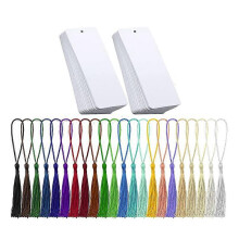 80 Pieces Blank Bookmarks Cardstock with 80 Pcs Colorful Tassels, Craft Paper Bookmarks for DIY Clas
