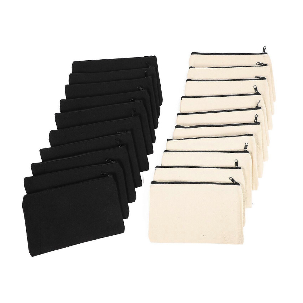 20Pcs Canvas Makeup Bags Zipper Pouch Bags Pencil Case Blank DIY Craft Bags Cosmetic Pouch for Trave