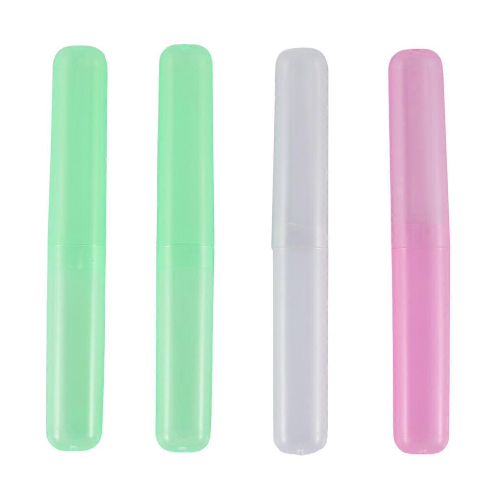 4 Pack Toothbrush Holders Case Travel Camping Cover Tube Plastic Box Set New !!