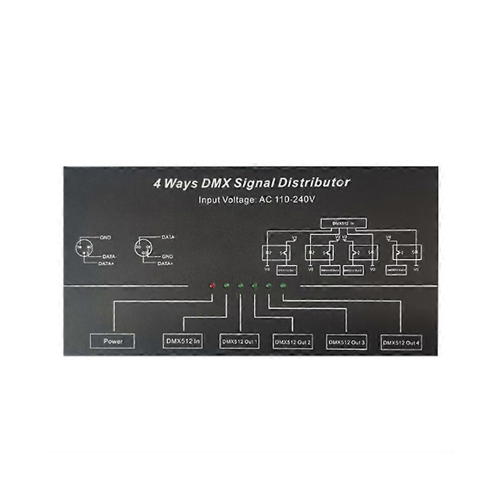 Ac100v-240V Input Dmx512 1 To 4 Hub Splitter 4 Xlr-3 Output Distributor Power Amplif Black 3748646857547