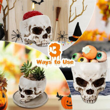 Halloween Multifunctional Skull Container Human Skull Flower Pot Storage Container Multifunctional Home Decoration