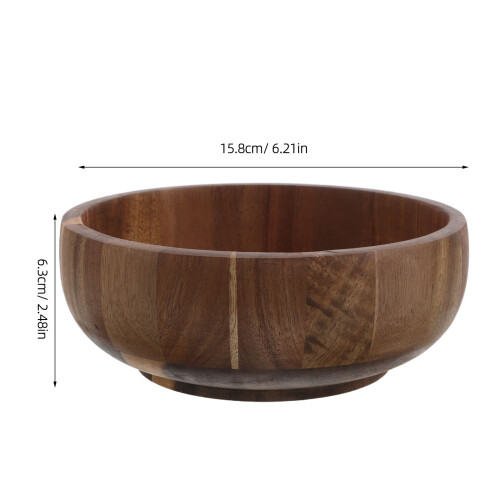 Acacia Wood Salad Bowl Brown Rustic Kitchen Decor 1