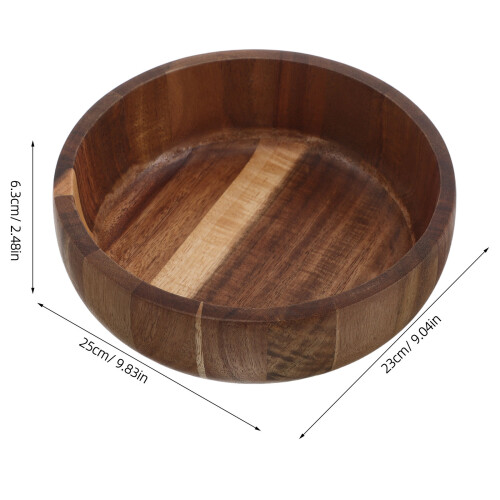 Acacia Wood Salad Bowl Brown Rustic Kitchen Decor 2