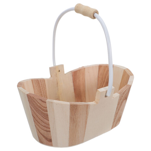 Seau Bois Sauna Naturel, Rangement Douche, Caddie Compact