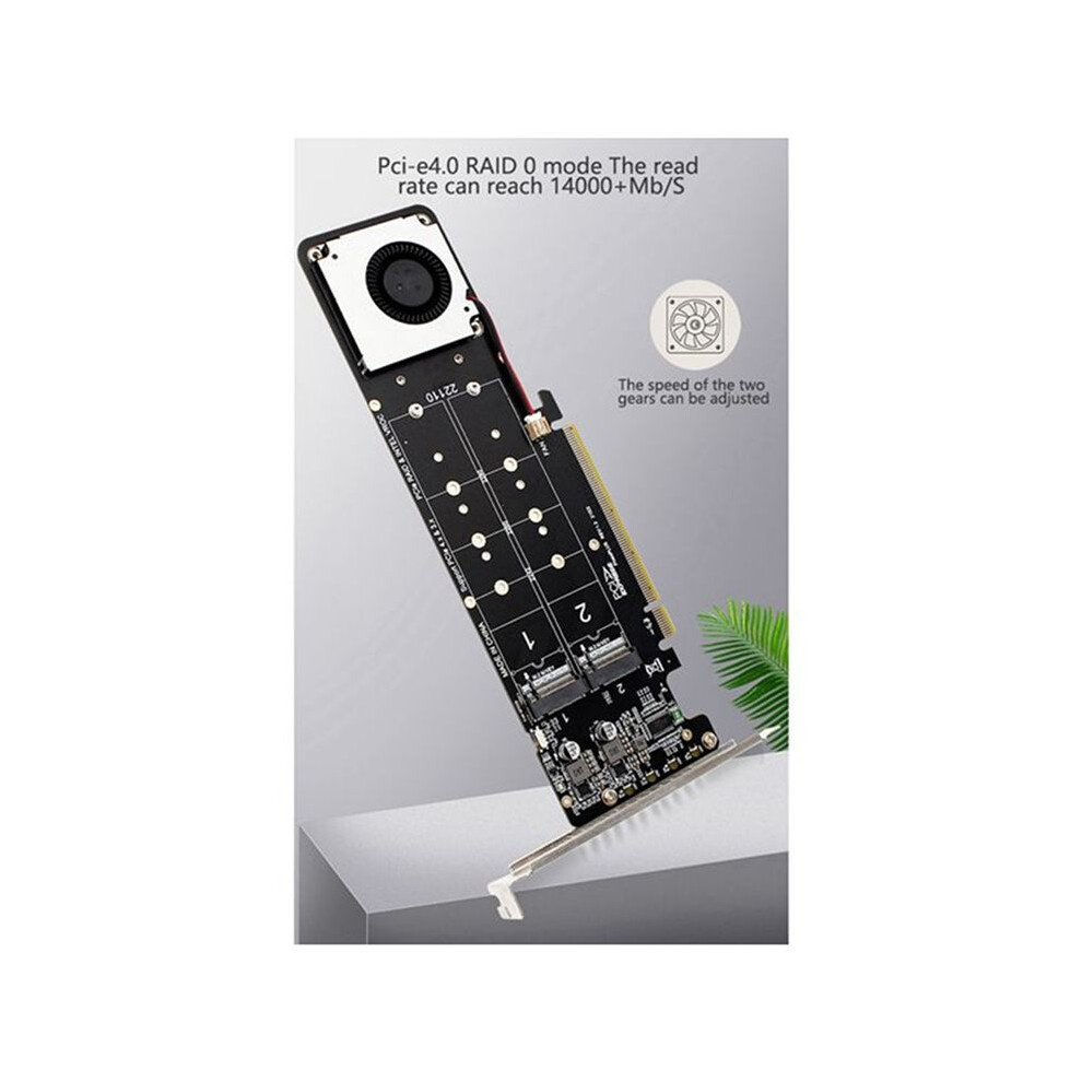 2X Double-Sided 4-Disk Nvme Pci-E X16 Split Card Pci-E X16 To M.2 M-Key Nvme X4ssd Expansion Card Adapter 4714117492394