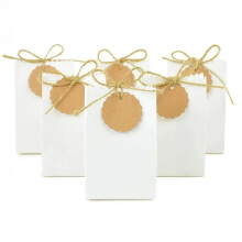 50Set Paper Gift Box with Rope Retro Candy Cookie Bag Wedding Birthday Party Supplies Christmas Gift Packaging