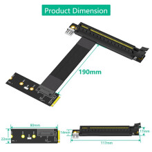 2X Riser-Kabel M.2 NVME auf PCIE X16 Adapter Grafik-Verlängerungskabel 90 Grad PCI Express 3.0 16X auf M Key Riser-Kabel A