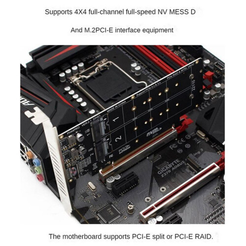 2X Double-Sided 4-Disk NVME  Card PCIeX16 to M.2 M-Key NVMEx4SSD 2U Server  Array Expansion Adapter Split Card 2