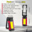 Rechargeable LED Work Light Magnetic Flashlight Portable 7 Flashlight Mode With Magnetizable Base Rotatable Stand 360 8