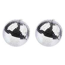 2X Silverspegel Disco HäNgkula med HäNgande Ring för Ljuseffektsfest, Heminredningsklubbscen (8 Tum)