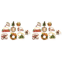 Christmas Napkin Rings - Set of 20 Napkin Holder Rings for Holiday Christmas Table Decoration Elk Napkin Buckle