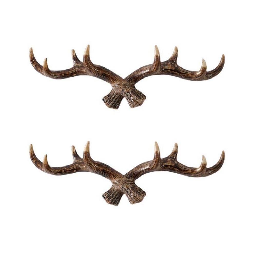 2X Vintage Deer Antlers Wall Hooks -28Cm Wall Mounted Clothes Hanger Coat Rack Key Holder For Decorative Wall Hook,B 6032948316008