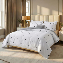 (King, Grey and White Dotted) Imperial Rooms Polka Dot Duvet Cover Set Reversible Quilt Cover Set with Pillowcases Single Double King Sizes