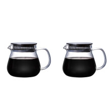 2X Heat Resistant Coffee Pot Hand Brewing Coffee Pot Steel Cover Transparent Sharing Pot Glass Brewing Pot with Handle