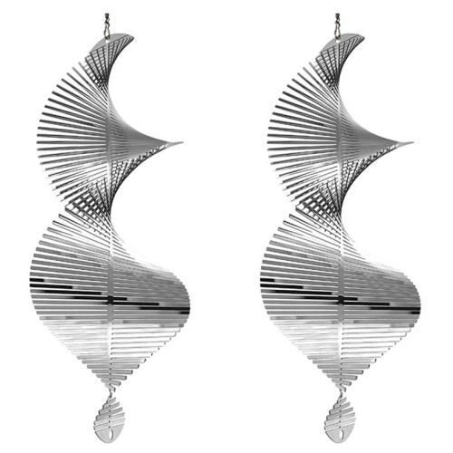 2X Wind Spinners 3D Hanging Wind Spinner Stainless Steel Metal Sculptures Decorations, Heliciform Wind Sculptures 1