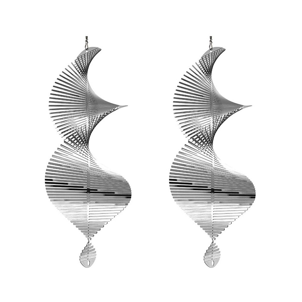 2X Wind Spinners 3D Hanging Wind Spinner Stainless Steel Metal Sculptures Decorations, Heliciform Wind Sculptures 6032767104084