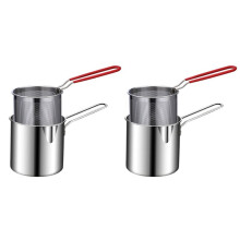 2X Aço Inoxidável Frigideira Tempura Batata Frita Fritadeira com Filtro Frango Frito Panelas Utensílios de Cozinha