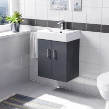 Nes Home 450mm Dark Grey Basin Vanity MDF Cabinet Bathroom Wall Hung Unit
