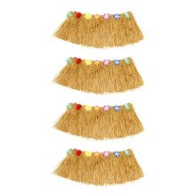 4X Table Skirt Hawaiian Luau Flower Grass Garden Wedding Party Beach Decor Khaki