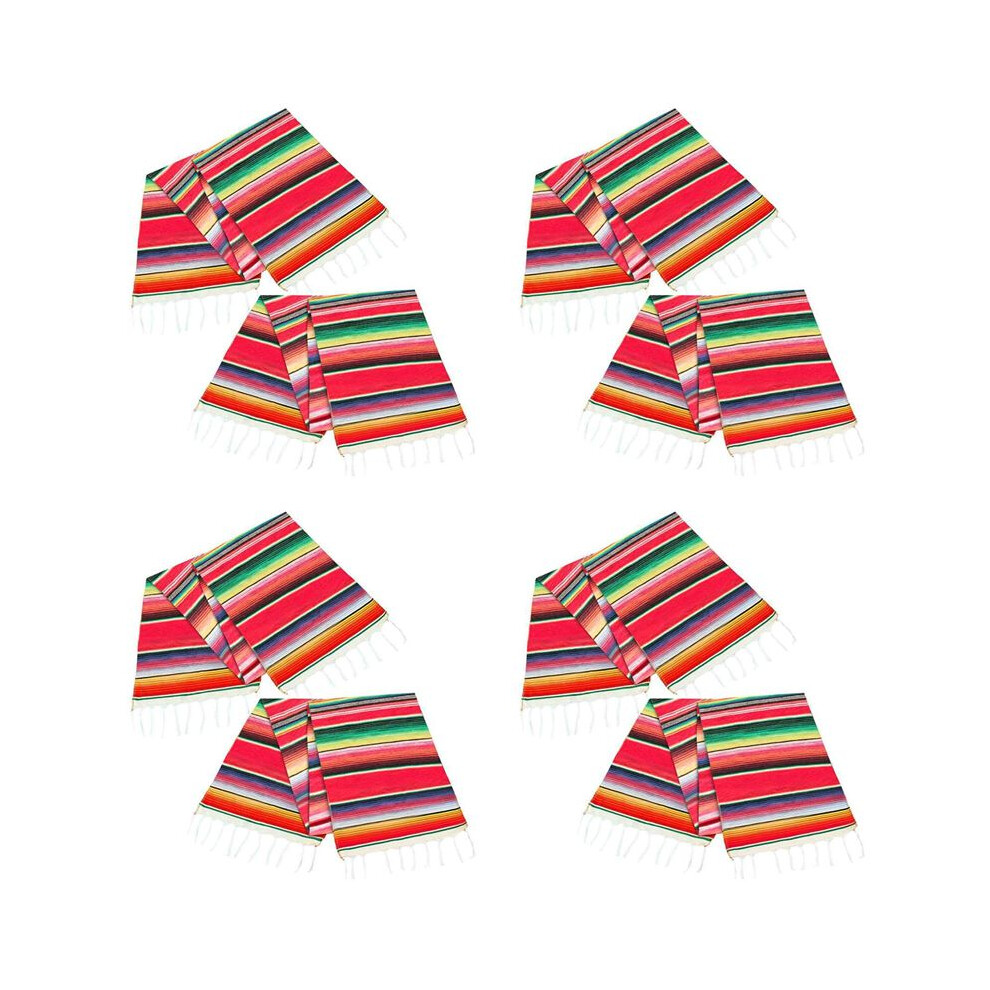 8Pack 14 By 84 Inch Mexican Table Runner 14 X 84 Inch Mexican Party Wedding Decorations Fringe Cotton Serape Blanket Red Brecantia
