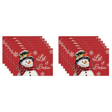 Red Christmas Winter Placemats Set of 12, 12X18 Inch Seasonal Christmas Holiday Table Mats