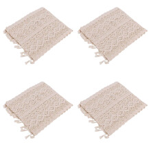 4X Elegant Cream Crochet Lace Macrame Table Runner with Tassels for Rustic Wedding Decoration and Farmhouse Table Decor