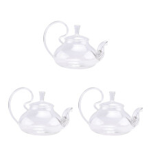 3X 650Ml Heat Resistant High Handle Flower Coffee Glass Tea Pot Blooming Glass Teapot with Strainer
