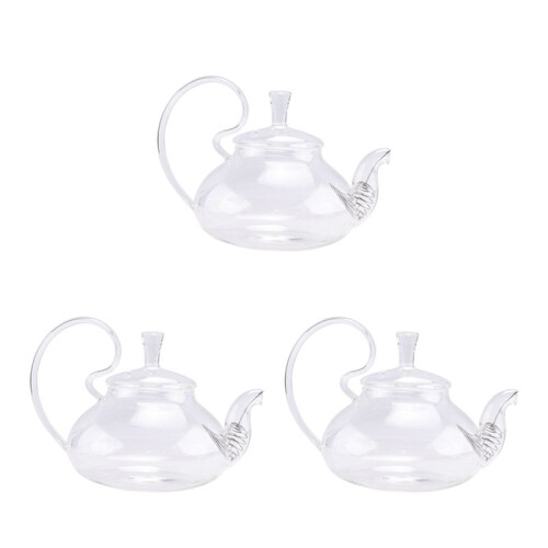 3X Bule de Chá de Vidro Flor de Café com AlçA Alta Resistente Ao Calor 650 Ml com Coador