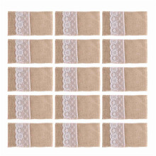 100 StüCk Sackleinen Spitze Besteck Beutel Rustikale Hochzeit Geschirr Messer Gabel Halter Tasche Hessische Jute Tisch Dekoration ZubehöR