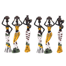 6Pz Figurine di Cultura Nel Resina Esotica Statua Africana Retrò Vaso Impostato per la Casa Soggiorno Soggiorno Decorazione Ornamenti Artigianali