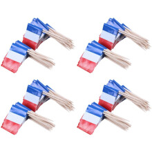 Lot of 200 Pcs Wooden Toothpick with Flag for Decor of Party Fruit Pastry - France (, White, Red)