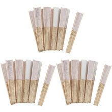 30 Pezzi /  21 cm Colore Bianco Ventilatore A Mano in Tessuto, Seta Mano Fan Favore di Promozione Festa Nuziale
