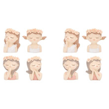 8PCS Small Fairy Succulent Plant Pot Kit with Drainage Hole 4 Inch Indoor Cactus Pot Unique Cute Flower Vases Decor