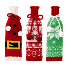 3 Stuks Kerstwijnfleshoezen Decoraties Hoes voor Wijnfles voor Kerstversieringen, Feestcadeaus 3,9X10,6 Inch