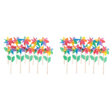 20Pcs Wooden Stick Pinwheels,Windmill Party Pinwheels DIY Pinwheels Set for Kids Toy Garden Lawn Party Decor